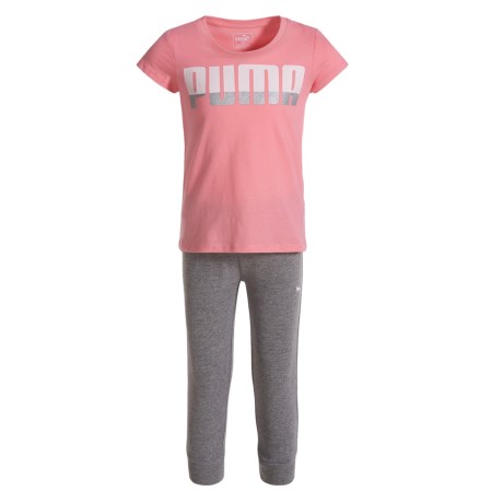 Puma T-shirt And Capris Joggers Set - Short Sleeve (for Toddler Girls)