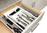 YouCopia Expandable Silverware Tray - White with Taupe, Expands from 11-1/2-Inch to 18-7/8-Inch