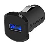 SCOSCHE ReVolt Compact Single Port USB Fast Car Charger with Illuminated LED Backlight - 12 Watts/2.4 Amps Total Output - High Speed Universal Device Mobile Charger - Black (USBC121M)