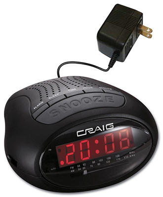 Craig Electronics CR45329B 0.6 in. LED Display Craig Am & Fm Alarm Clock Radio