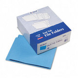 Reinforced Two-Ply Folders, Straight Cut, End Tab, Letter, Blue, 100/Box