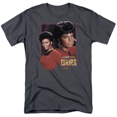 Trevco Star Trek-Lieutenant Uhura - Short Sleeve Adult 18-1 Tee - Charcoal, Extra Large