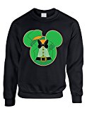 Allntrends Adult Crewneck Swearshirt St Patrick's Day Shamrock (S, Black)