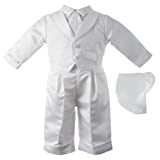 Lauren Madison baby boy Christening Baptism Infant Vest Set With Satin Pants, White, 18 Months