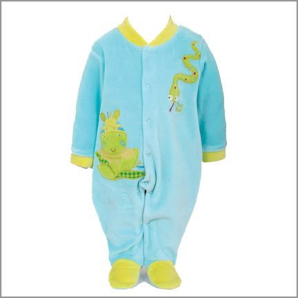 Blue Selvatic Collection Footed Snap Front Infant Baby Rompers. Long Sleeve Cotton Velour Slee N Play Baby Pajamas. (6m)