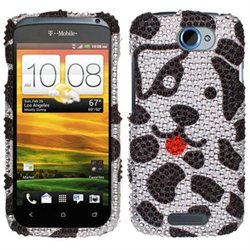 HTC One S Hard Case Cover - Cute Dalmatian Puppy w/ Full Bling Stones