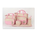 Yantzi's Great value fashionable mom's bag,Diaper Bag 2 sizes, 5pc set, messenger style (Pale pink)