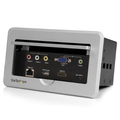 Startech.com Box4hdecp Conference Table Connectivity Box - Hdmi / Vga / Mini Displayport To Hdmi Output With Fast Charge Usb Port & Ethernet