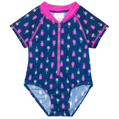 Neon Popsicles Bodysuit Rash Guard - Upf 50, Short Sleeve (for Newborns And Infants)