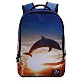 BIBITIME Dolphin 3D Animal Print Backpack Back to School Bag for College Bookbag Campus Knapsack Daypack (20 L ,12.20