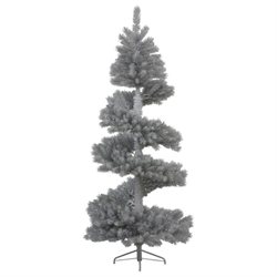 Vickerman Silver White Spiral Christmas Tree, White Trees, PVC, 7 ft.