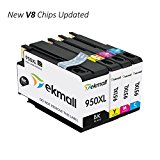 950XL 951XL Ink Cartridges 1 Set, Tekmall 950 951 Ink With New V8 Chips Use for HP Officejet Pro 8610 8100 8600 8620 8630 8615 8625 276dw Printers - Tekmall