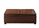 Abbyson Frankfurt Dark Brown Bicast Leather Double Flip-top Storage Ottoman