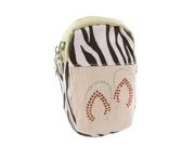 Mp3 Phone Coffee White Zippered Zebra Pattern Wrist Bag