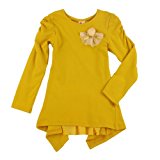 Richie House Girl's Yellow Tunic Shirt with Rear Ruffle and Gauze Motif RH0306-C-2/3
