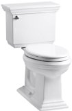 KOHLER K-3817-0 Memoirs Comfort Height Two-Piece Elongated 1.28 gpf Toilet with Stately Design, White