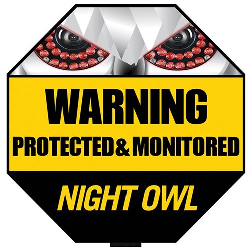 Night Owl A-GYSS Reflective Outdoor Yard Stake Sign - Warning - Protected & Monitored Print/Message - Reflective, Weather Resistant - Yellow, Black