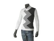 Kmfeil Men Fashion Wave Pattern V Collar Polo Sweaters