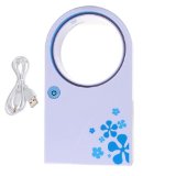 Mini Portable Bladeless Fan No Leaf Air Conditioner w/ USB Cable Desktop Blue