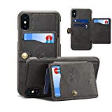 iPhone X Wallet Case with Four Credit Card Slots, Not hindering Wireless Charging, PU Leather Purse Case