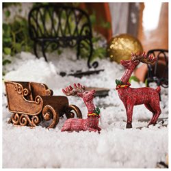 Mini Garden Reindeer And Sleigh Statues