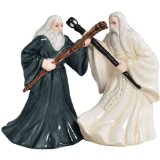 Westland Giftware Magnetic Ceramic Salt and Pepper Shaker Set, 4.25-Inch, The Lord of The Rings Gandalf and Saruman, Set of 2