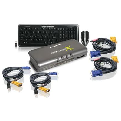 Iogear Gcs1734-km1 4-port Dual Platform Kvmp Switch W/ Wireless Keyboard And Mouse Kit