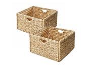 Seville Classics Woven Hyacinth Storage Cube Basket (set Of 2)