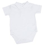 Kissy Kissy Baby Basic Short Sleeve Collared Bodysuit with Collar-White-12-18 Months