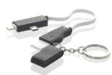 Lightning Cable   microUSB, 2 in 1 with Keyring - Portable Tangle-Free For Charging Smartphone Battery   PowerBank - Samsung Galaxy S6 Edge Note 5 iPhone 6 6S Plus Compatible - (Black)