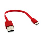 Red Flat Short USB Data Sync Charging Cable for AT&T Samsung Galaxy S6 Active - AT&T Samsung Galaxy S6 Edge (SM-G925A) - AT&T Samsung Galaxy S6 Edge   (SM-G928A) - AT&T Samsung Mega 6.3