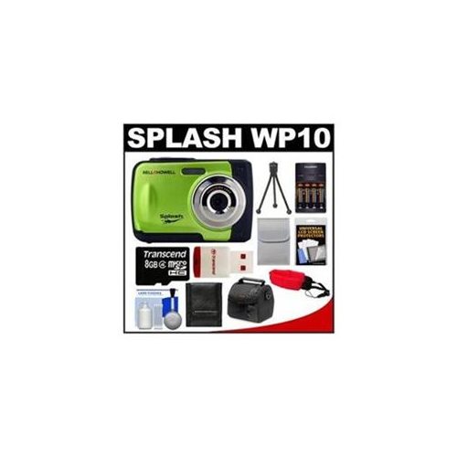 Bell & Howell Splash WP10 Shock & Waterproof Digital Camera (Green) with 8GB Card/Reader Case Batteries/Charger Tripod Accessory Kit
