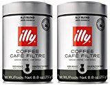 Illy Caffe Scuro Drip Dark Roast Ground Coffee 8.8-Ounce Tins (Pack of 2)