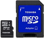 Toshiba Pfm032u-1dak 32 Gb Microsd High Capacity (microsdhc) With Adapter - Class 4 - 1 Card/1 Pack