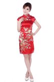 YueLian Women Chinese Party Cheongsam Short Qipao Dress Red (4)