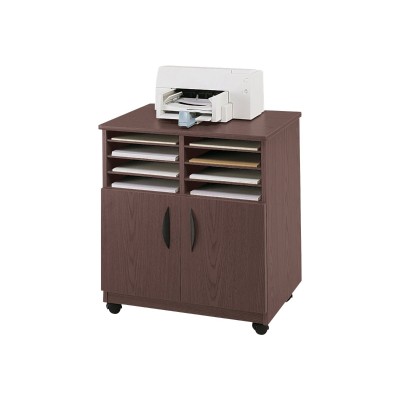 Safco Products Company 1851mh Mobile Machine Stand With Sorter  Mahogany