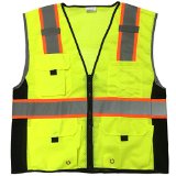 KwikSafety Class 2 Deluxe High Visibility Safety Vest with Reflective Strips and Pockets - Meets ANSI/ISEA Standards, Yellow, Size Large/XL