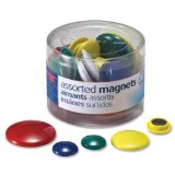 Officemate Magnets, Assorted Sizes and Colors, 30 per Tub (92500)