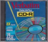Verbatim CDR 650MB 74MIN Media 16x (1-Pack with Jewel Case) (Discontinued by Manufacturer)