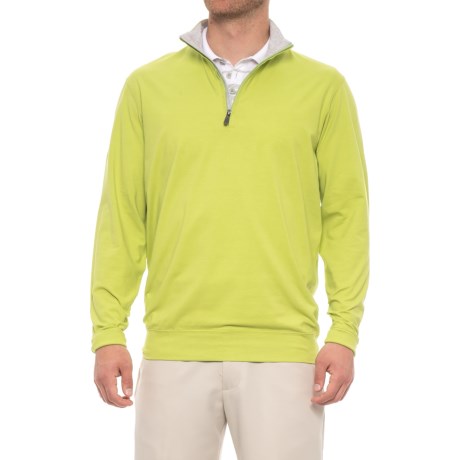 Solid Liquid Cotton Pullover Shirt - Zip Neck, Long Sleeve (for Men)