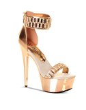 The Highest Heel Women's GLAMOROUS-21 Diamond Vamp And Ankle Cuff Blush Metallic PU Platform Sandal 10 B(M) US