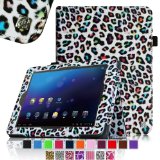 Fintie E FUN Nextbook Premium 8HD SE NX008HD8G Tablet Folio Case Cover - Premium Leather With Stylus Holder 3 Years Warranty [June 2013 Wal-Mart Release] - Leopard Rainbow