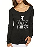 Allntrends Women's Shirt That What I Do I Drink And I Know Things White (M, Vintage Black)