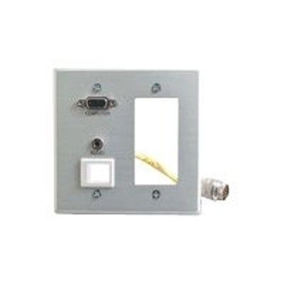 C2g 42354 Double Gang Integrated Vga (hd15)   3.5mm   Decorative Style Cut-out Wall Plate - Brushed Aluminum - Mounting Plate - Hd-15  Mini-phone Stereo 3.5 Mm