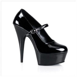 Delight-687 Mary Jane in Black / Black - Size: 6