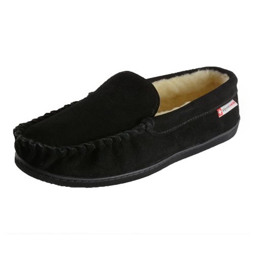 Alpine Swiss Yukon Mens Suede Shearling Moccasin Slippers Moc Toe Slip On Shoes