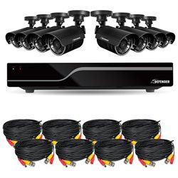 Defender 8CH H.265 500GB Security DVR w/ 8 x 480 TVL Cameras & 16 Camera Extension Cables - 21029