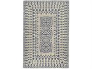 3.25' x 5.25' Fields of Joy Navy and Ivory Wool Area Throw Rug