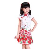 ROPALIA Kids Chinese Children Girls Floral Short Sleeve Cheongsam Dress Qipao