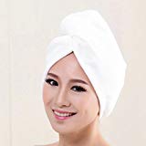 AIMTOPPY Microfiber Bath Towel Hair Dry Hat Cap Quick Drying Lady Bath Tool (White)